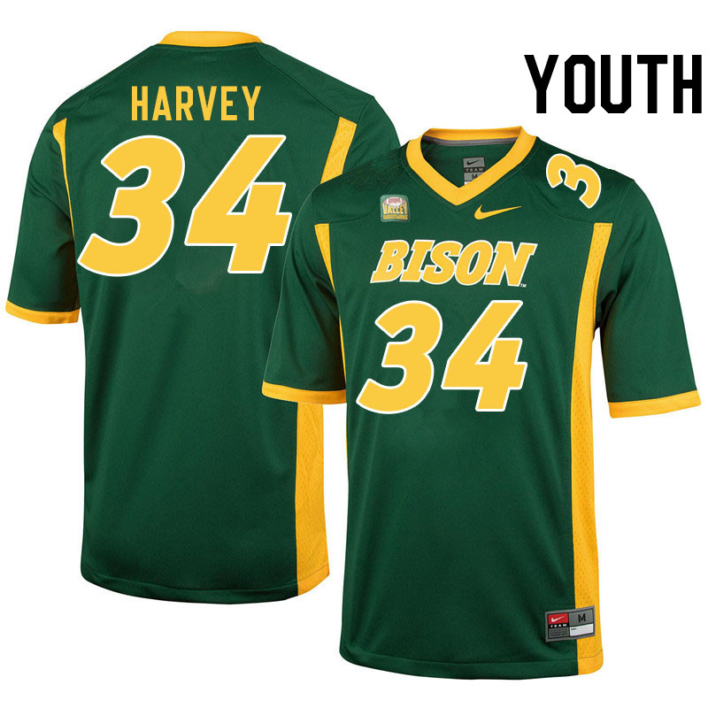 Youth #34 Jonathan Harvey North Dakota State Bison College Football Jerseys Stitched-Green